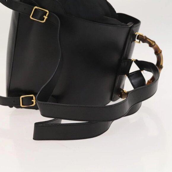 GUCCI Bamboo Backpack Leather Black Auth - Picture 8 of 16